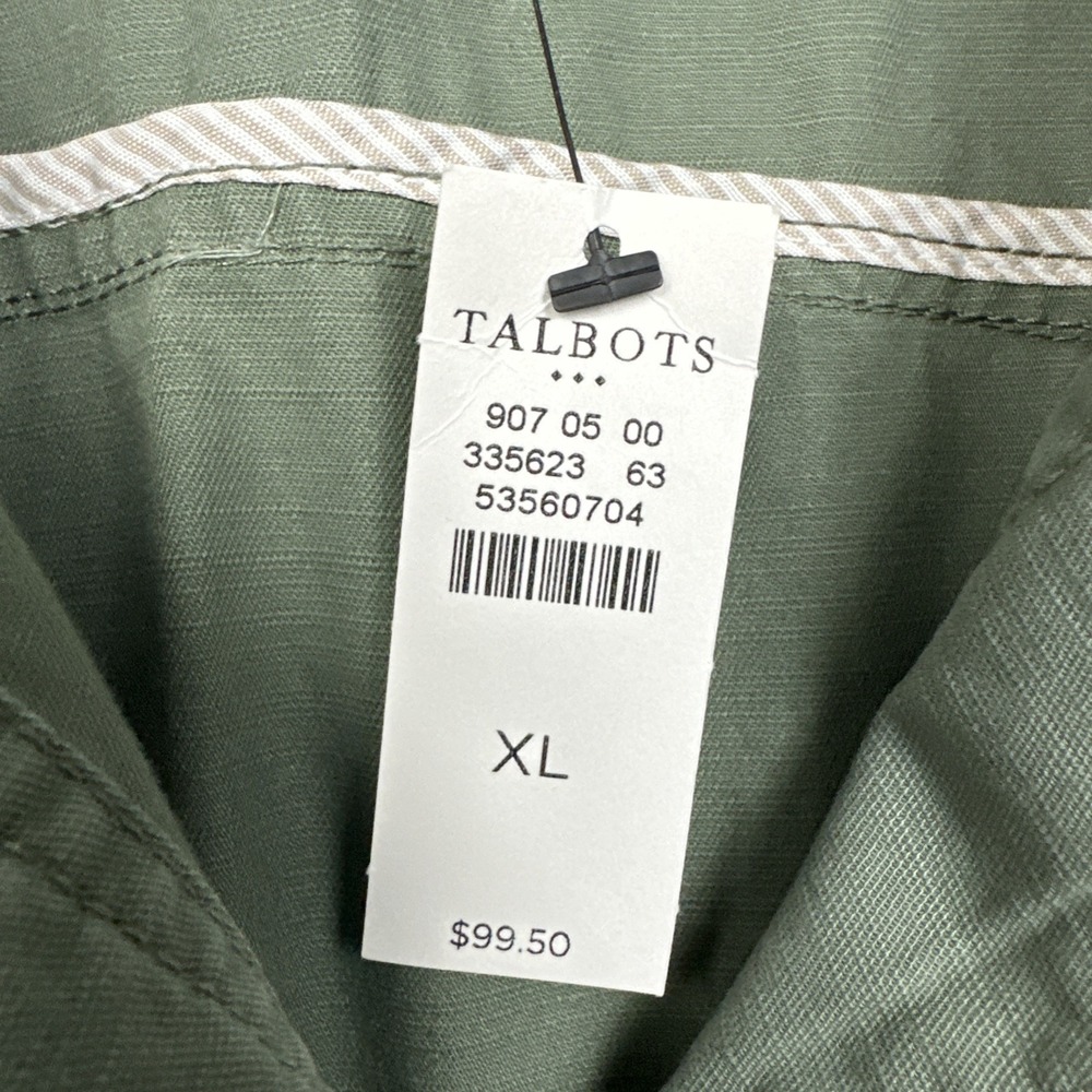 Talbots Utility Jacket Womens XL Green Twill Cargo‎ Field Coat Military Y2K NWT - Picture 2 of 7